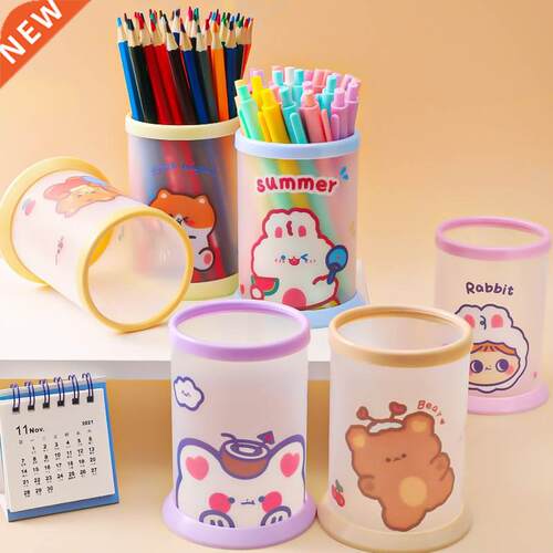 1pc creative round folding Pen Holder Office Organizer Carto