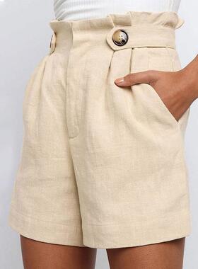 New Women's Shorts Wild Casual High Waist Loose Cott