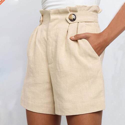 New Women's Shorts Wild Casual High Waist Loose Cott
