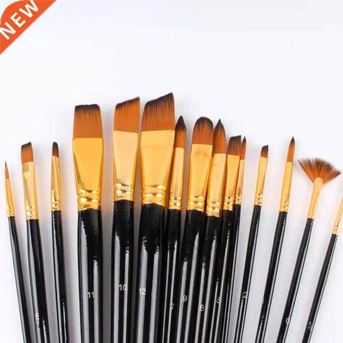 15 Pcs Black Oil Paint Brush Sets Artist Paint Brush Kit Ac