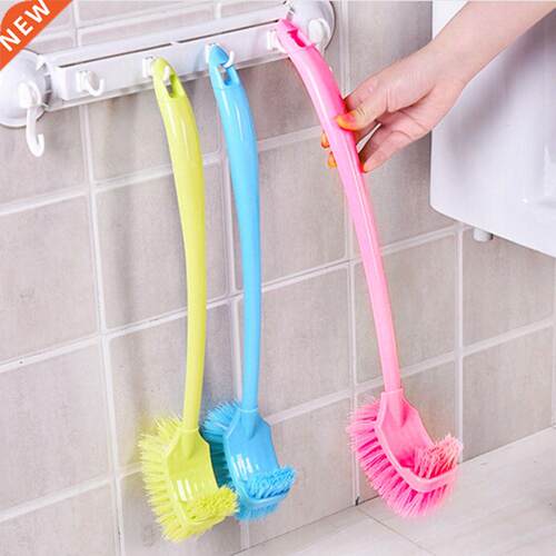 1Pc Sded Curved Handle Tolet Brush Back No Dead Tolet Cle