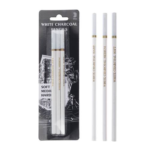3 Pcs/Pack Professional White Charcoal Pencils Set Sketch Hi