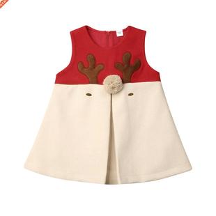 1-5Years Christmas Red Dress Toddler Baby Girls Cartoon Deer