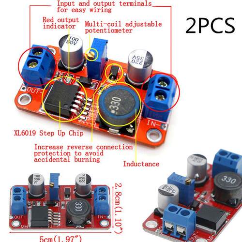 2pcs 5A DC-DC Step Up Power Module Boost Volt Converter 3.3V