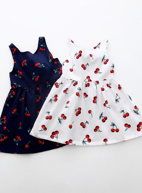 Brand Baby Girl Printed Cherry Dress Kids Children's Clothin