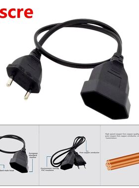 European 2Prong Male to Female Power Extension Cord, VDE Cer