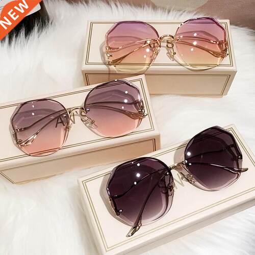 Irregular Round Sunglasses Women Brand Designer Gradient Fas