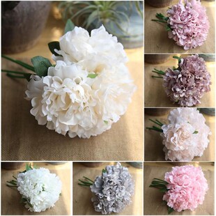 5 Heads/bunch Peony artificial flower Bouquet Wedding Decora