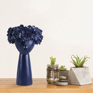 Nordic Cute Girl Figurine Modern Resin Flower Pot Vase Holde