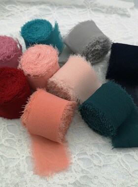 Handmade Chiffon Silk-like Ribbon Frayed Edges Ribbon Weddin