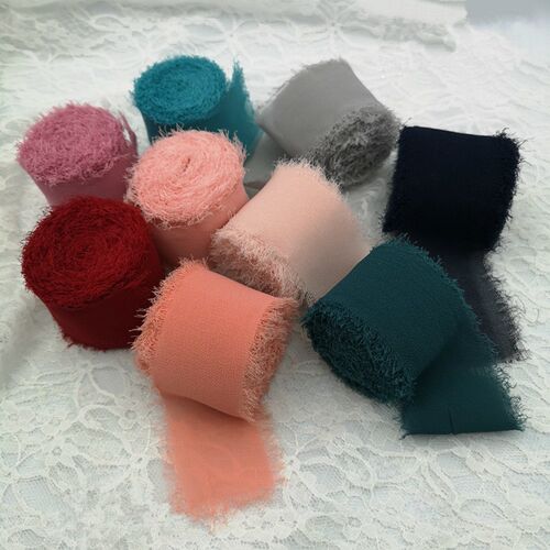 Handmade Chiffon Silk-like Ribbon Frayed Edges Ribbon Weddin