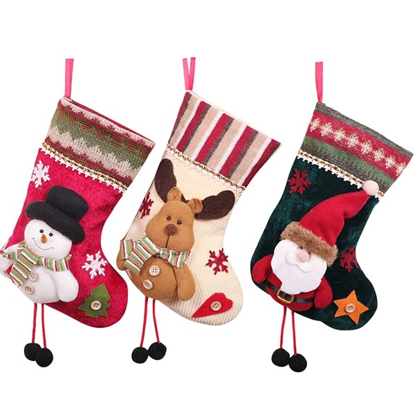 3 pcs christmas stockings santa claus reindeer and snowman