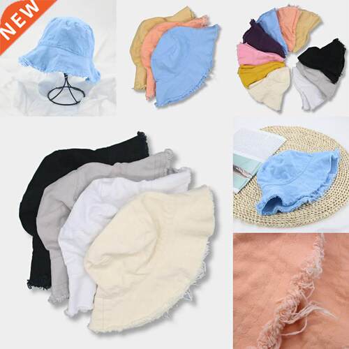 Bucket Hat Women Solid Cotton Soft Fishing Men Flat Top Hip