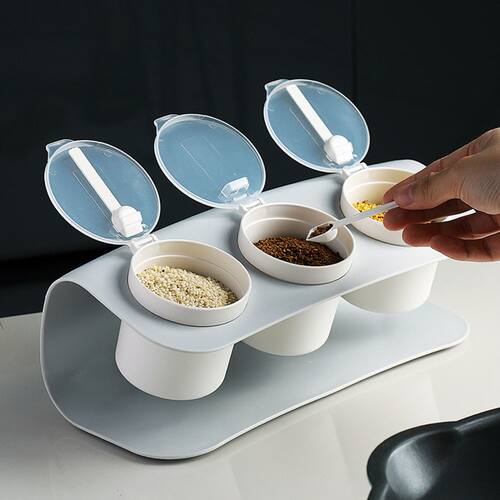 Kitchen Spice Jar with Lid Spoon Set Herb Condiment Tins Sal