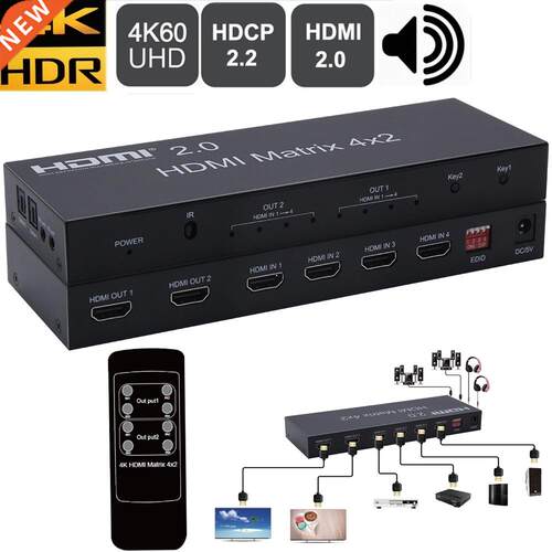2.0 HDMI matrix 4X2 HDMI 2.0 Matrix 2X2 2X4 with HDMI toslin