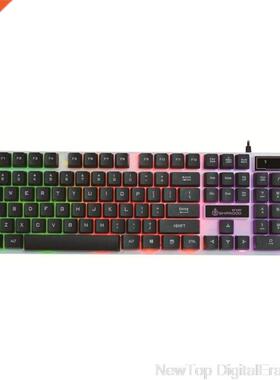 USB Computer Wired Keyboard Colorful Backlit Game Rainbow Gl