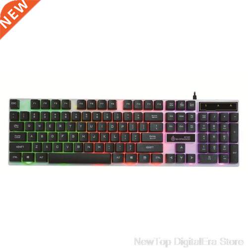 USB Computer Wired Keyboard Colorful Backlit Game Rainbow Gl