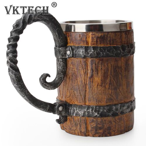Viking Wood Style Beer Mug Simulation Wooden Barrel Beer