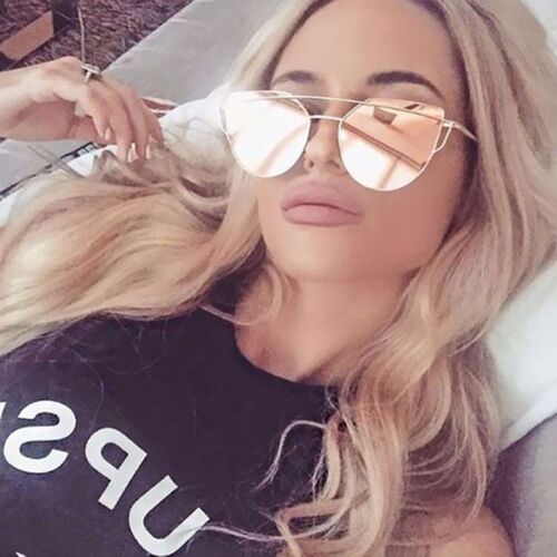 Cat Eye vintage Brand designer rose gold mirror Sunglasses F