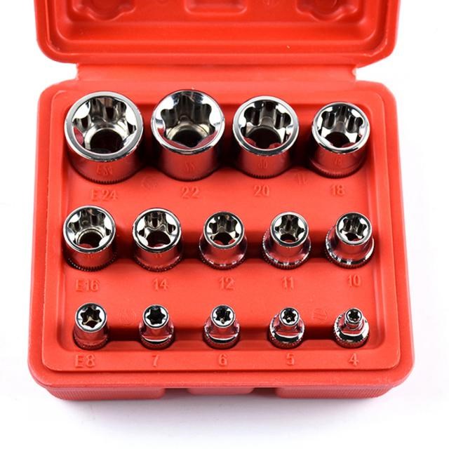 Torx Star Bit Socket Tamper Proof 14pcs E4-E24 Set Female E