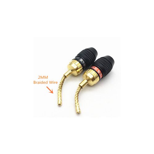 2Pcs/lot 2MM Monster Copper Wire Gold-Plated Banana Plug