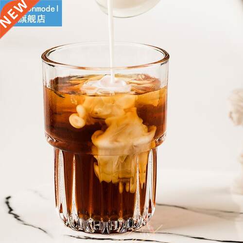 Bar Striped glass cup whisky tea coffee milk water mug Cockt