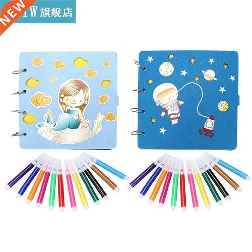 DIY Picture Photo Album Growth Album with Color Pens Kids Bi