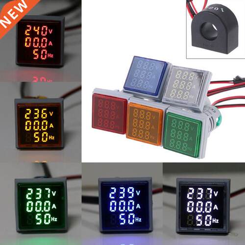 Digital 22mm 3in1 Voltmeter Ammeter Hz AC 60-500V 0-100A 20-
