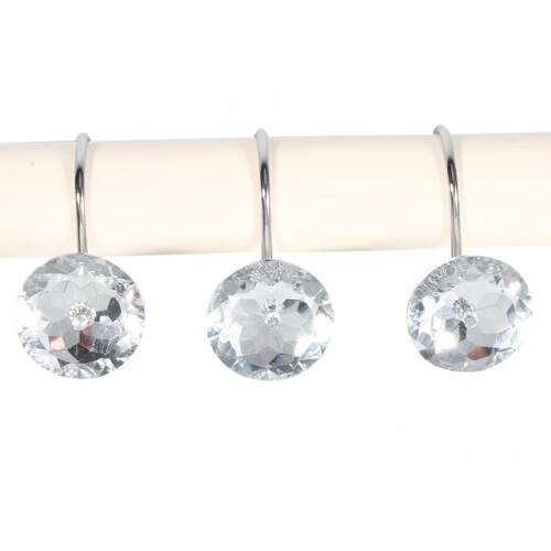 12pcs/Box Shower Curtain Hooks Rhinestone Bling Slide Bathhr
