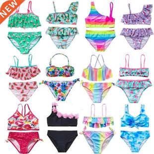2-16Years Girls Bikini Swimsuit Sets Cute Fashion Tankini Su