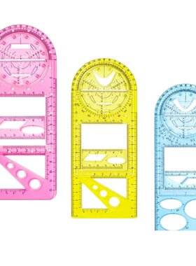 3Pcs Multifunctional Geometric Ruler Drawing Template Measur
