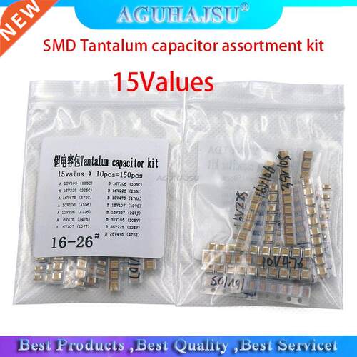 15Values SMD Tantalum capacitor assortment kit 1uf-220uf A/B