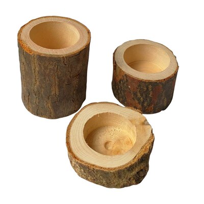 Rustic Wooden Candlestick Tealight Candle Holder Table Decor