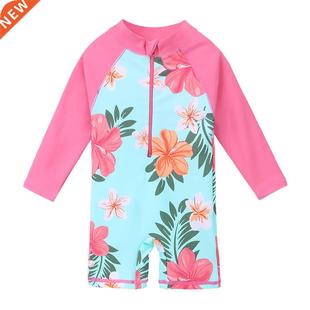 BAOHULU UPF50+ Print Baby Girl Swimsuit Long Sleeve Kids Swi