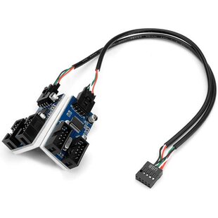 2Pcs 9-Pin USB 2.0 Male 1 To 4 Female Splitter Chipset Exten