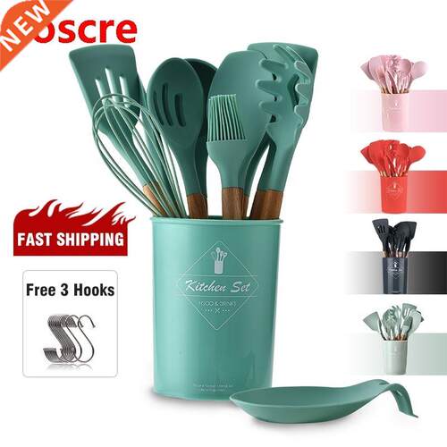 Silicone Kitchen Cooking Utensil Set BPA Free Non Toxic Cook