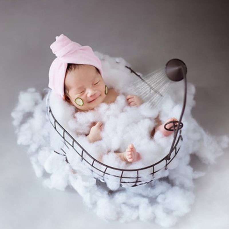 newborn baby photo props iron basket  shower bathtub child