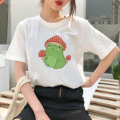 Frog Mushroom Shirt Y2k Fashion Women Clothes Short Sleeve Y
