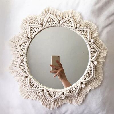 Macrame Mirror Handme Tapestry Makeup Mirror Compact Bohem