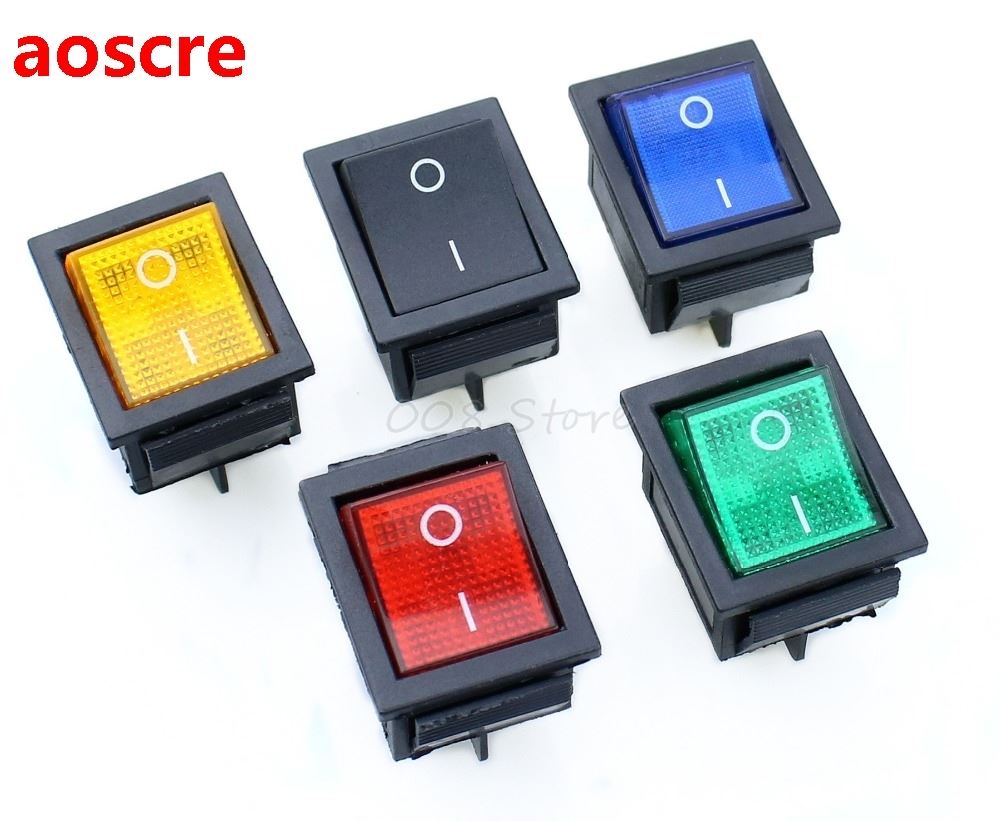 5Pcs Latching Rocker Switch Power Switch I/O 4 Pins with Lig