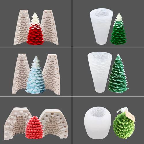 Silicone Christmas Pine Tree Candle Molds Soap Molds Baking