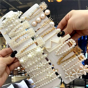 1Set Handmade Pearls Hair Clips Pin for Women Fashion Geomet