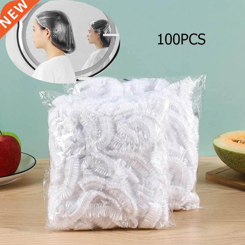 100 pcs disposable shower caps hat clear spa hair salon hote