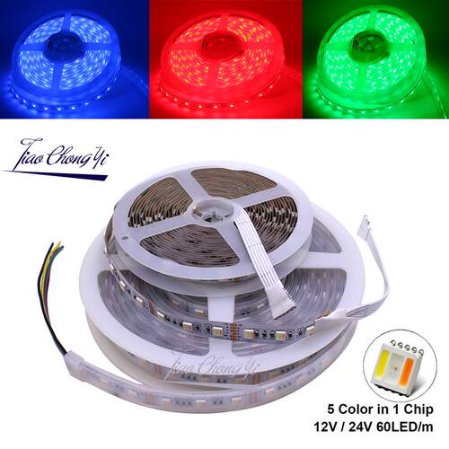 RGBCCT LED Strip 5050 12V / 24V 5 Color in 1 Chips RGB+WW+CW