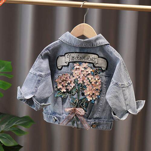 Girl Jackets Spring Kids Denim Jackets for Girls Baby Flower