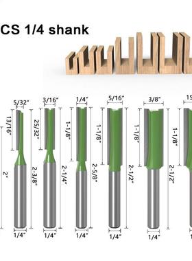 7Pcs/Set 1/4 Shnk Single Double Flute Stright Router Bit F