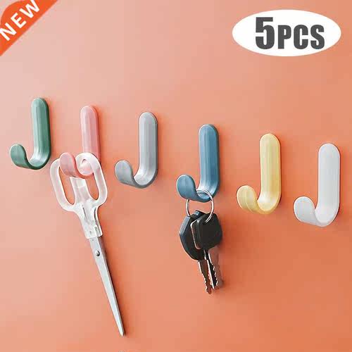 5PCS Self Adhesive Wall Hook Strong Without Drilling Coat Ba