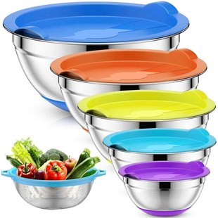 Mixing Bowls With Airtight Lids & Colander, 6Pcs Colorful