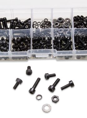 300Pcs Black Carbon Steel Column Hexagon Screw Bolt 6 Sizes