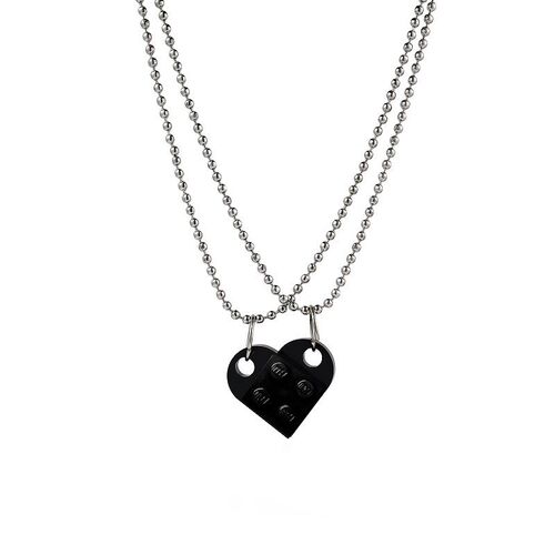 Two Piece Cute Brick Heart Pendant Necklace New Design Lego